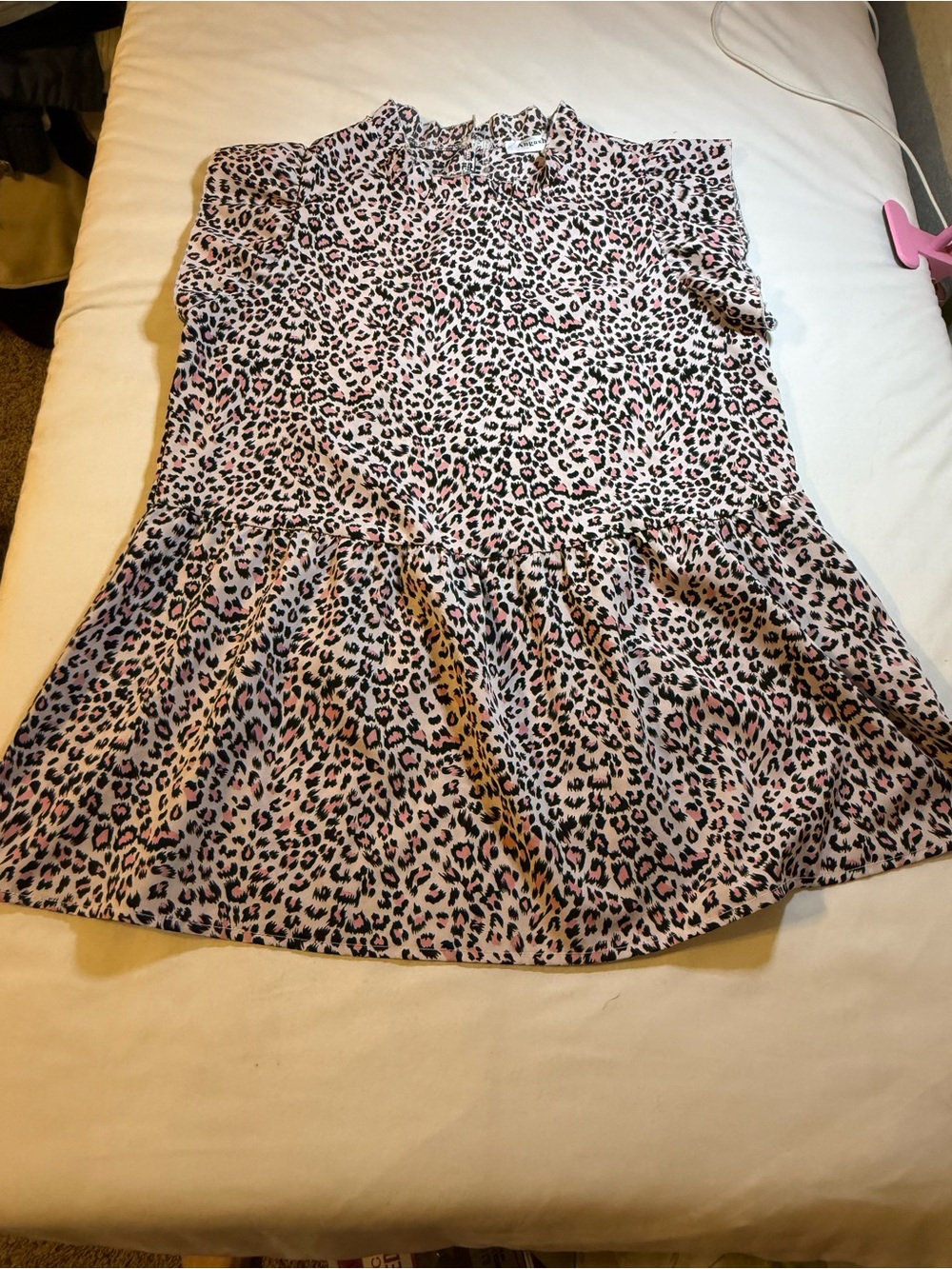 Women's Pink Leopard Print Peplum Blouse